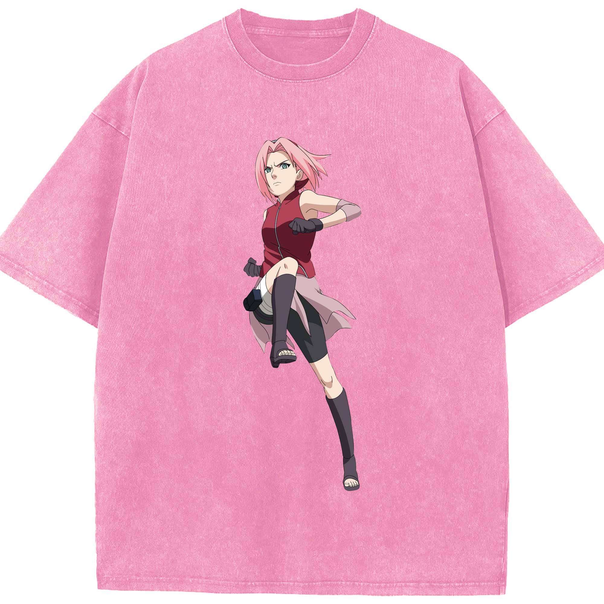 （画像用） NARUTO -ナルト- 春野サクラ Haruno Sakura 綿100% ヴィンテージ風 半袖Tシャツ（フロントプリント）